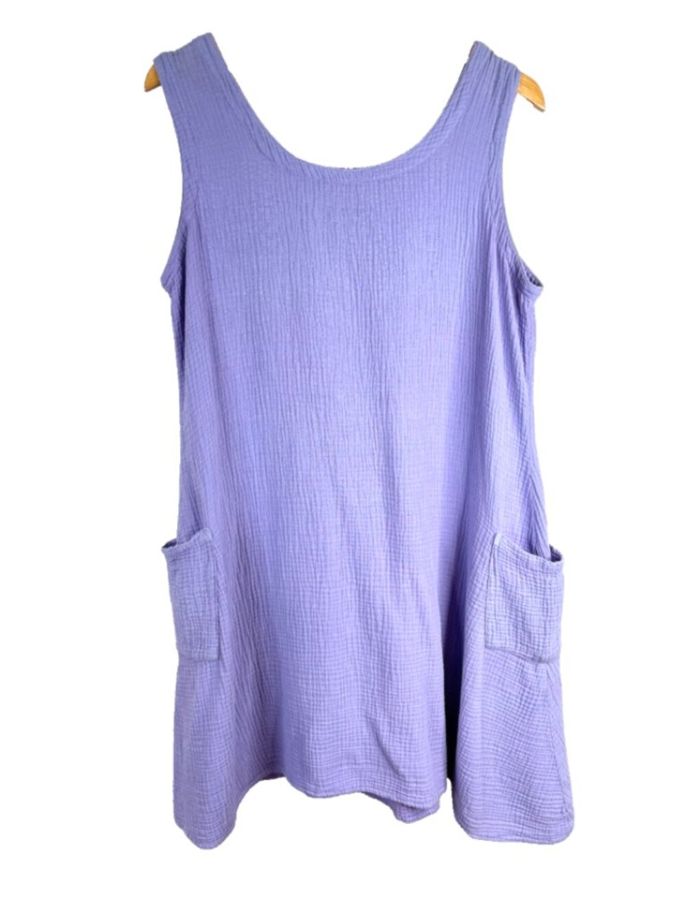 VTG CMC Color Me Cotton 100% Linen Gauze Dress XL Purple Pockets Beach Lagenlook